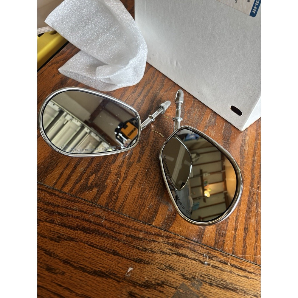 Harley Davidson OEM Chrome Teardrop Motorcycle Mirrors Bar & Shield Pair